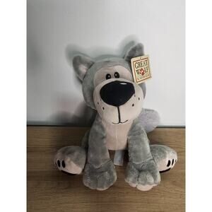 Fiesta Great Wolf Lodge Plush Gray White Sitting 11” Wiley Stuffed Animal NWT